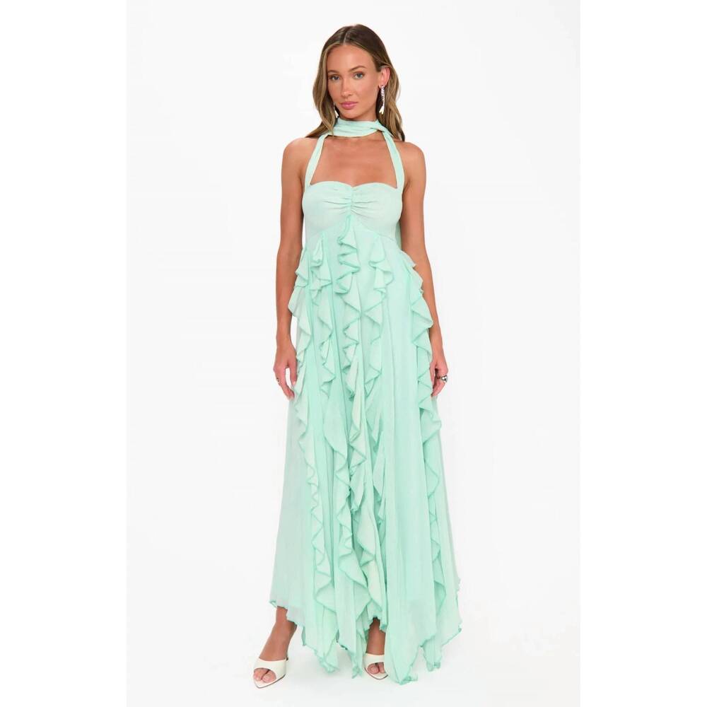 NEW SHOW ME YOUR MUMU gemma ruffle maxi dress in green